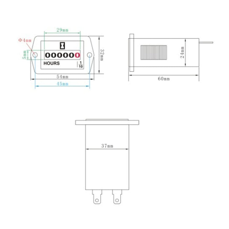 DC 6-80V Mechanical Hour Meter - AIMILAR Hourmeter for Diesel Engine Generator Boat Motorcross Motor Truck Tractor DC 6-80V