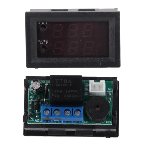 Temperature Controller, Digital Display DC 12V Thermostat, -50 to 110 Celsius Programmable Temperature Sensor for Home, Heater, Equipment Case