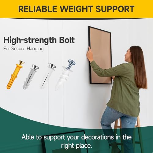 Mywish 510Pcs Wall Hanging Kit with Anchors and Screws, Dry Wall Anchors and Screws Kit for Picture Hanging, Plastic Drywall Screws and Anchors for Sheetrock Concrete Brick, 6 Sizes 510