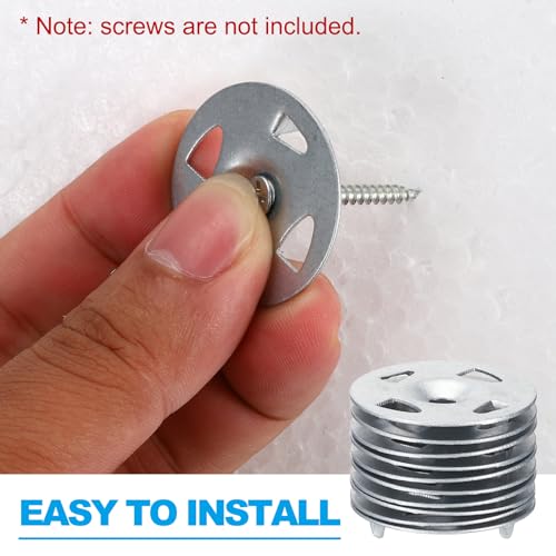 PATIKIL 32mm Insulation Washers, 150pcs Metal Insulation Washers Foam Board Fasteners Perforated Plaster Washers Galvanized Steel 1-1/4in for Foam Board Fixing Fastening Wall Ceiling 150