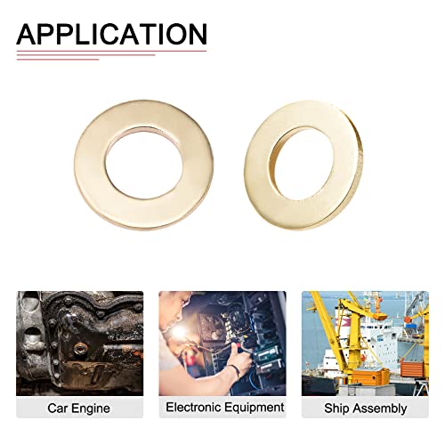 DTGN 16.5mmx30mmx3mm(IDxODxT) Flat Brass Sealing Washers - 20Pack - Good for Industrial Machinery M16 Screws - Brass Flat Ring Gasket 16.5x30x3mm 20
