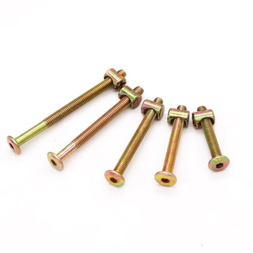 Baby Bed Crib Screws Hardware Replacement Kit, 25-Set M6x40mm/ 50mm/ 60mm/ 70mm/ 80mm Hex Drive Socket Cap Screws Barrel Nuts M6