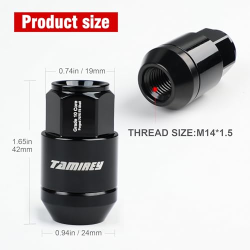 20pcs M14x1.5 Lug Nuts with Forged Aluminum Alloy Material Shell, 24 mm width/42mm Height, Compatible with 2014-2022 Ram 2500 3500, 2003-2016 Ford F250 F350 (Black) 20PCS Black