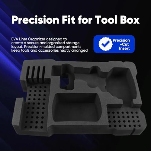 EVA Liner Organizer Compatible with 8435 Series Tool Box, Precision-Cut Insert Fit for 2953 Series Tools 1/4" Hex Impact Driver and Accessories, Only Compatible with 4.0/5.0 Battery Black Compatible with Hex Impact Driver