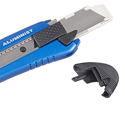 TAJIMA Utility Knife - 1" 7-Point Rock Hard Magazine Snap Blade Box Cutter with Auto Lock & 3 Rock Hard Blades - AC-700B Blue (Auto-lock)