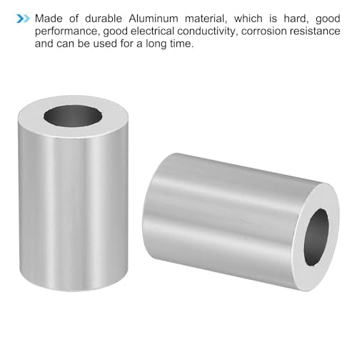 PATIKIL M10 Aluminum Spacers, 5 Pcs Metal Spacer Aluminum M10 X3/4"OD X1-1/8"L Aluminum Spacer Screw Standoff Round for 3/8" or M10 Screw Bolts, Silvery 1-1/8" Silver