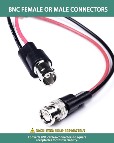 BNC Test Leads, BNC (F) to Square Pin Receptacles, Test Lead Breakout Cable for Multimeter, 5A Current Rating, 2 Pack Female Plug (Pack of 2)