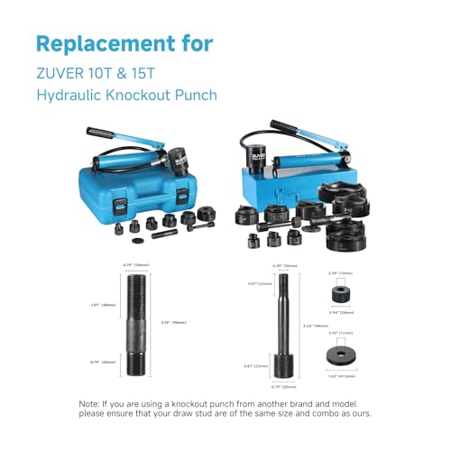 7/16"-20UN, 3/4"-16UN Draw Stud Thread Pull Rod with Lock Cap and Gasket, Replacement for 10T and 15T Hydraulic Knockout Punch Set, Work with Hydraulic Driver Conduit Punch and Dies 7/16"-20UN, 3/4"-16UN Draw Stud