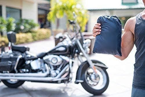 XYZCTEM All Season Black Waterproof Sun Motorcycle Cover,Fits up to 108" Motors (XX Large & Lockholes) 108" Black & Silver