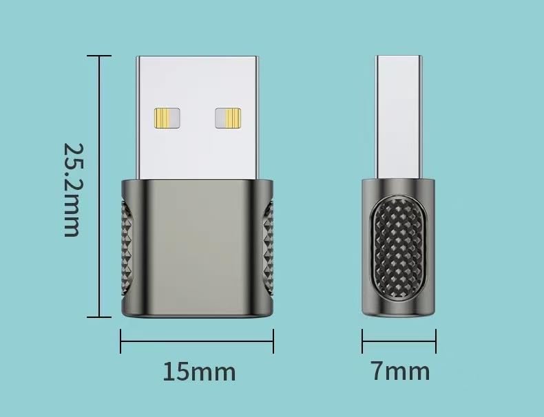 USB-A to Type-C Adapter, Zinc Alloy, USB 3.0 Male to USB-C Female Converter for Charging and Data Transfer (2 Pack)