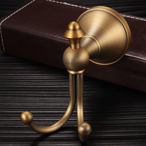Vintage Style Wall Mounted Towel Hooks Antique Brass Bathroom Robe Coat Hanger with Brushed Double Hooks,2PACK 2PACK
