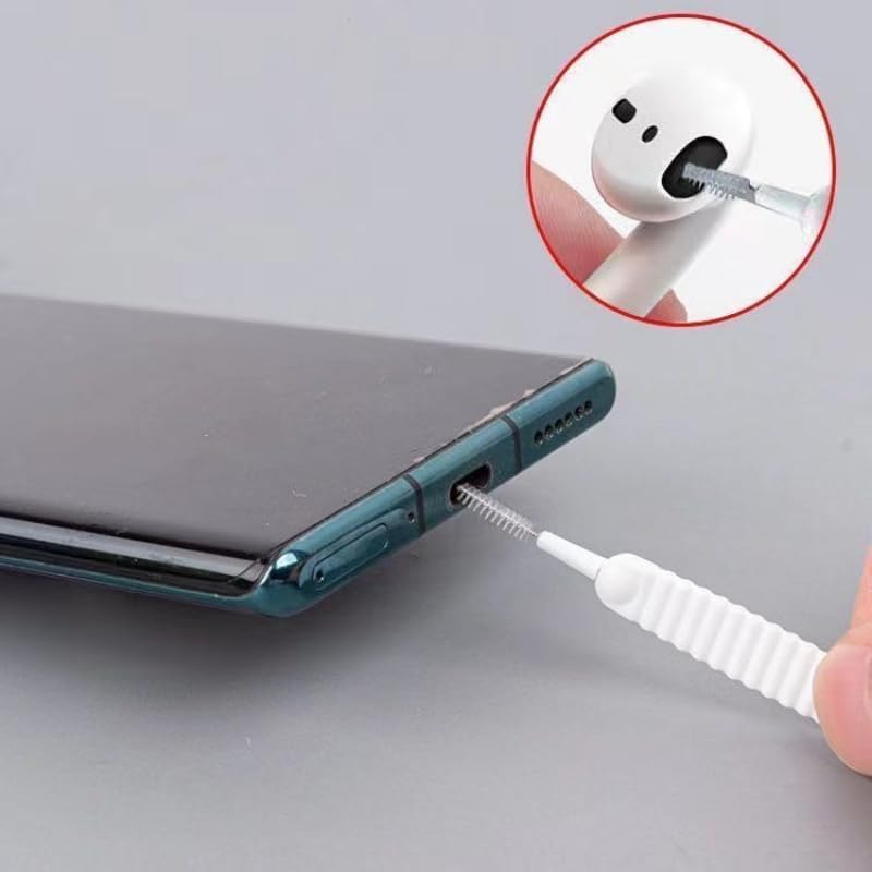 Phone Charging Port Cleaning Kit, 14 Pieces with Brushes & Dust Plugs, for iPhone & Android Devices, Scratch-Free