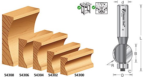 Amana Tool - (54304) Carbide Tipped Edge Fluting 15/32 Radius x 7/8 Dia x 3/4 x 1/2" Shank 7/8 Dia x 3/4 x 1/2" SHK (54304)