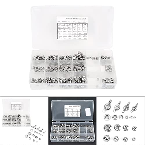 180PCS Stainless Steel Wing Flange Hex Nuts Assortment Kit - M2 M2.5 M3 M4 M5 M6 Sizes - High Strength Hardware Fasteners for Auto Repair, Home Improvement & DIY Projects