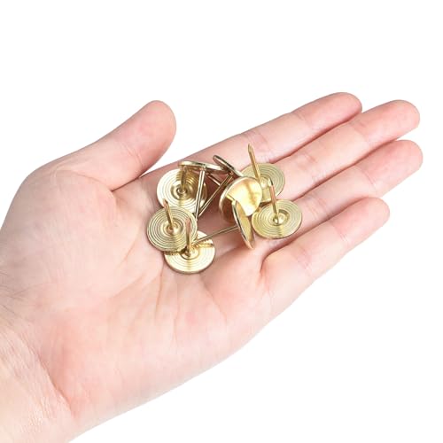 uxcell Upholstery Tacks Nail Pins Furniture, 120Pcs 16x20mm Thumb Tack Pins Assortment Kit Carbon Steel for Home Sofa DIY Decorative Nail Heads Nails, Gold 120