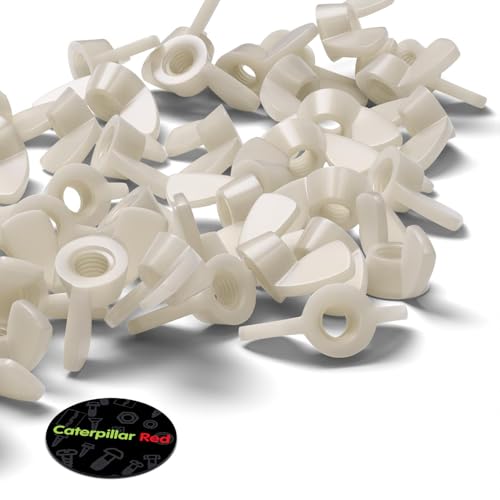 50x Natural Nylon Plastic Butterfly Wing Nuts M8, Thumb Nuts