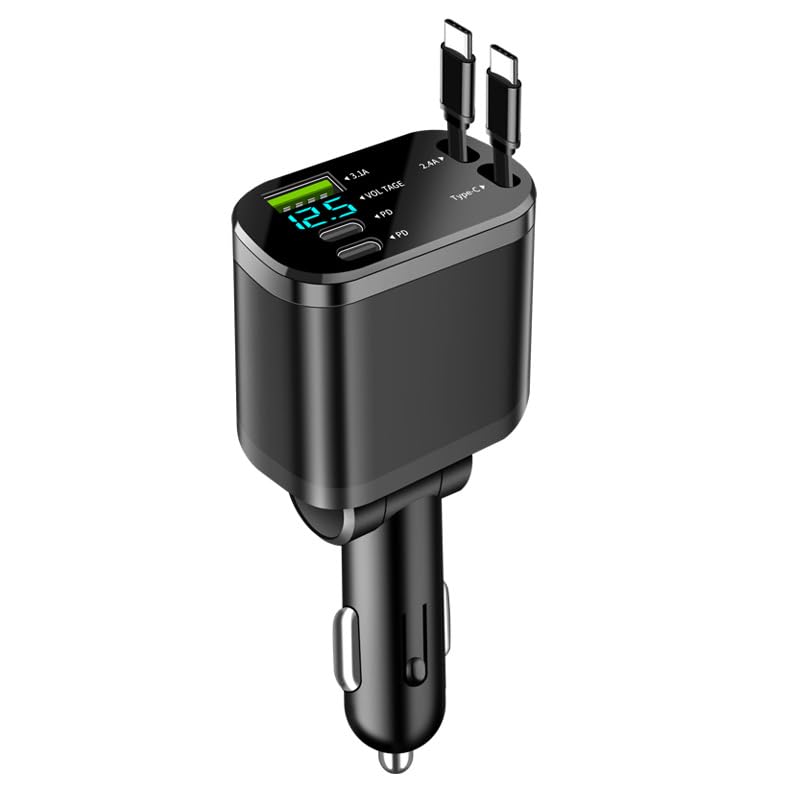 Retractable 5-in-1 Charging in-Car Device | High-Power, Battery-Free 66.0
