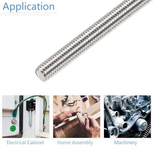 TOP-VIGOR 2Pcs M4-0.7 x 400mm Length Fully Threaded Rod, 304 Stainless Steel Right Hand Threaded Rods, Fully Studding Rod Bar for Anchor Bolts, Clamps, Hangers and U-Bolts M4 x 400mm