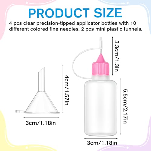 4 Pack Precision Tip Applicator Bottle, Glue Bottles with Fine Tips