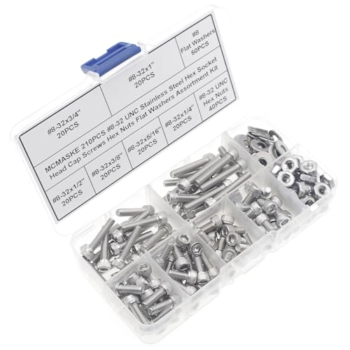 #8-32 UNC 304 SS Knurled Socket Head Cap Screws Nuts & Washers Kit #8-32UNC