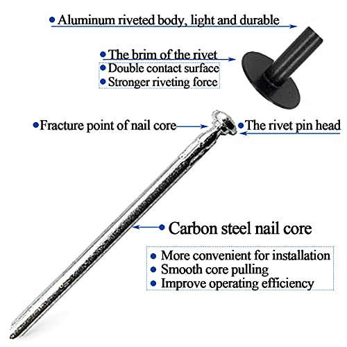 Alloypro 50pcs Black Large Flange Blind Rivets, Aluminum,Flange Diameter 5/8" (16 mm),Pop Rivets Assortment Kit Blind Rivet,3/16" x 3/4",Grip Range(13-16mm) Black 4.8*19mm