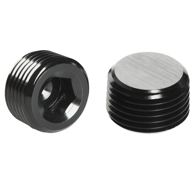 3/8 NPT Male Thread Allen Head Socket Pipe Plug Fitting Aluminum Black, Pack of 2 3/8 NPT