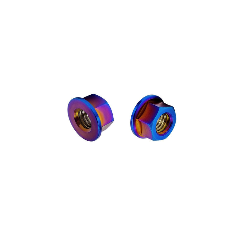 RISON Titanium Nut Titanium Flange Nut M10x1.25mm Titanium Sprocket Nut Burnt Blue 6AL4V Titanium Flange Nut for Motorcycle 5PCS