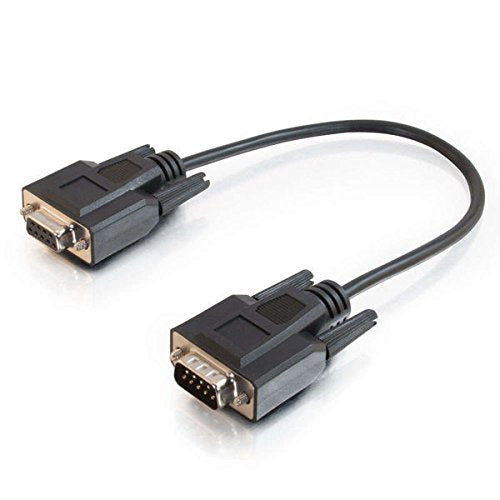 C2G Legrand DB9 Serial Cable Male to Female RS232 Extension Cable, Black Serial Modem Cable, 1 Foot Modem Cord or Serial Cord, 1 Count, C2G 25211