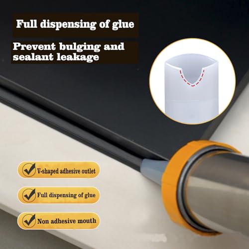 19 PCS Non adhesive dual-use Caulking nozzle, flat seam tool，V-neck