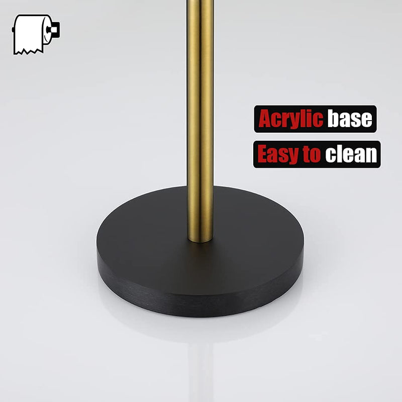 JQK Toilet Paper Storage Stand Gold, 304 Stainless Steel Thicken 0.8mm Tissue Reserve Holder Dispenser for Bathroom, Brushed Gold, TPS180-BG 15.35 Inch Gold & Black Base