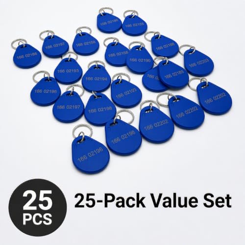 25pcs - 26 Bit Proximity Key Fobs - Read Only - Compatable with 26-bit Wiegand ISOProx 1386 1326 H10301 Formatted Readers Blue