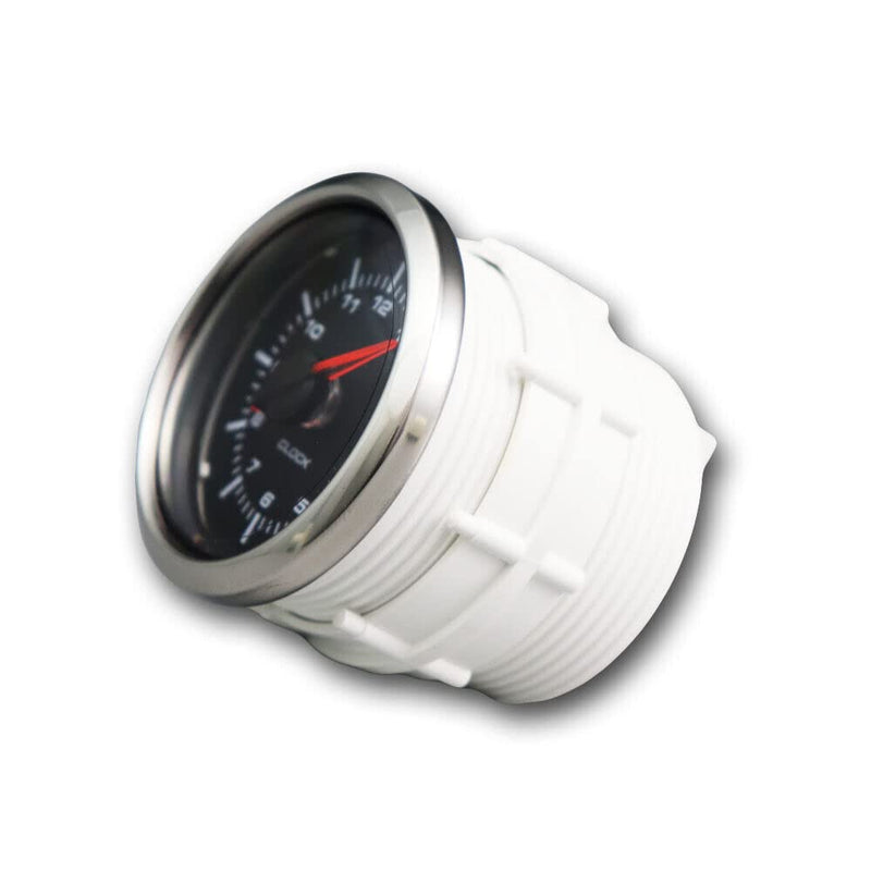 MOTOR METER RACING MGS Series 52mm 2-1/16" Electrical Clock Gauge 0~12 Hour Format Black Dial White LED Backlit Waterproof 12 Hour Format