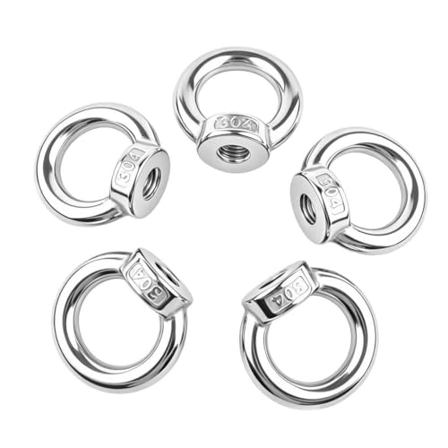 M12-1/2 Lifting Eye Nut Ring Shape 304 Stainless Steel Eye Threaded Nuts - 5PCS M12-1/2"