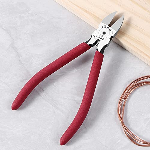 IGAN-P6 Wire Flush Cutters (Pack of 5), 6-inch Ultra Sharp and Powerful Side Cutter Clippers, Ideal Wire Snips for Handmade and Any Clean Cut Needs Pack 5