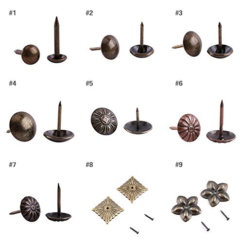 Hilitand 100pcs Upholstery Tacks, Furniture Nails Pins Sofa Rivet Upholstery Pins Craft Antique Brass Thumb Tacks (Smooth Nails 6x14mm)