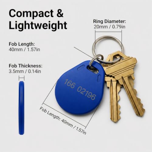 25pcs - 26 Bit Proximity Key Fobs - Read Only - Compatable with 26-bit Wiegand ISOProx 1386 1326 H10301 Formatted Readers Blue