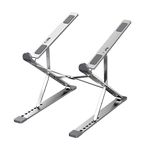 Adjustable Laptop Stand for Desk Portable Notebook Stand Aluminum Computer Holder for Desk Compatible with Lenovo，MacBook Air Pro, Dell XPS, HP，All 10-17.3‘’ Laptops-Silver