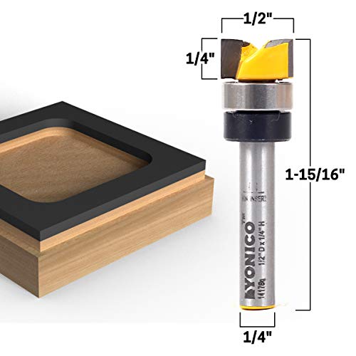 YONICO Router Bits Pattern Bit Flush Trim Set 4 Bit 1/2-Inch Diameter 1/4-Inch Shank 14422q 4 Bit Set - 1/2" Width - 1/4" Shank
