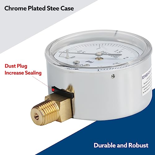 SENCTRL 0-5 Psi Low Pressure Gauge, 1/4" NPT Lower Mount 0-138.5inH2O