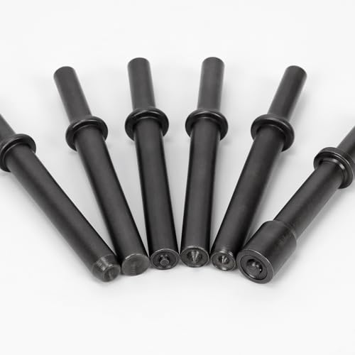 Swpeet 7Pcs Carbon Steel Heavy Duty Smoothing Pneumatic Air Rivet Hammer Tools Kit with Spring，Air Hammer Rivet Bit Set Tools Kit for Hollow Solid Half-Hollow Rivet