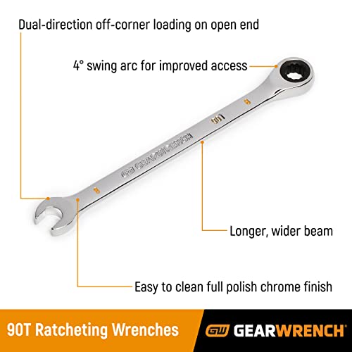 GEARWRENCH 19mm 90T 12 Point Ratcheting Combination Wrench | 86919
