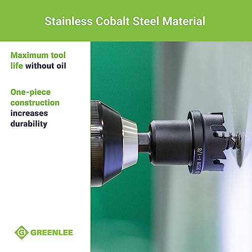 Greenlee 625-7/8 Durable One-Piece Carbide-Tipped Hole Cutter for 1/2" Conduit, 7/8" Stainless Steel Metal Cutting Hole Saw with Tungsten Carbide Teeth 7/8-Inch