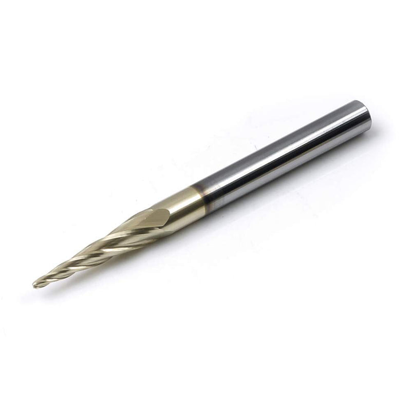 PANHAM 1/16 Inch Ball Nose Upcut CNC Spiral Router Bit 5.4 Degree Tapered Angle for 2D and 3D Wood Carving Solid Carbide ZRN Coating 4 Flutes,1/16" X 1" X 1/4"X 3"