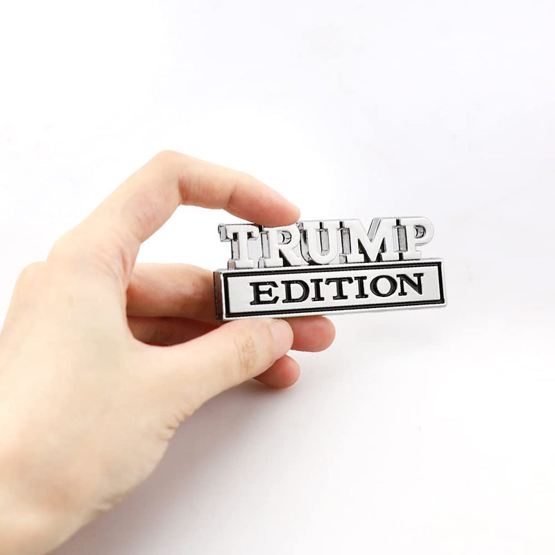 2 Pcs Trump Edition Emblem Car Metal Badge 3D Decal Sticker Fit for F150 F250 F350 Silverdo 1500 2500 Sierra GMC Chevy Car Truck SUV (Silver Black), CR2TP Trump 3.2'' x 1.85'' Silver Black