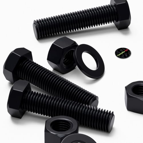 3X Black Nylon Hex Head Plastic Screws & Bolts M24 x 100mm, Nuts & Washers