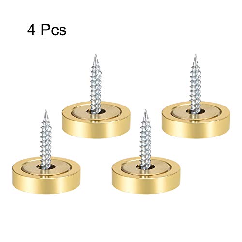 uxcell Mirror Screws Decorative Cap Cover Nails Polished Gold 22mm 4pcs