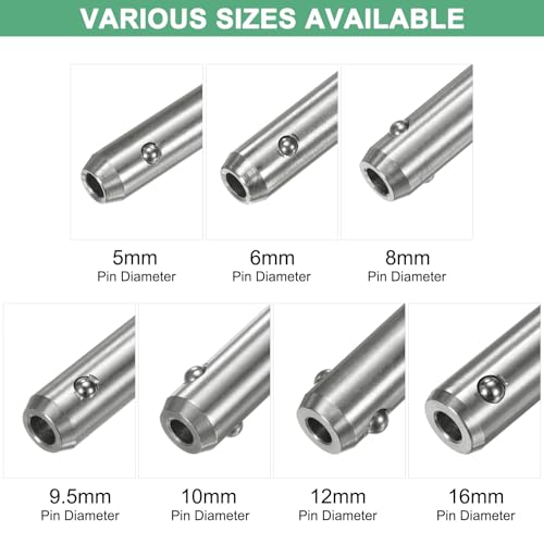 M METERXITY 2-Pack T Handle Lock Pins, 1/4"(6mm) Dia. 3-15/16"(100mm) Usage Length Push-Button Quick Release Locking Pins W Lanyard Cable for Speaker/Aviation/Gym/Machine [304 Stainless Steel] 1/4" x 3-15/16"