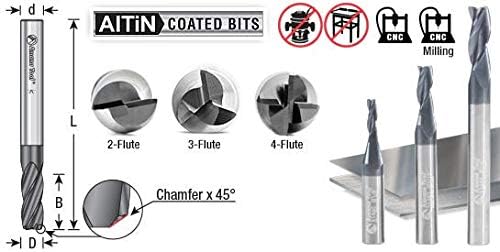 Amana Tool - 51461 CNC Solid Carbide Spiral for Steel & Stainless Steel with AlTiN Coating 1/8 D x 1/4 CH x 1/8 SHK