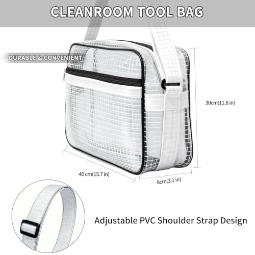15.7 In Anti-Static Transparent Cleanroom Tool Bag(PVC Straps) White 2