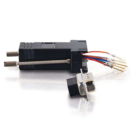 C2G 02947 RJ45 to DB9 Male Serial RS232 Modular Adapter, Black 1.5 Inch